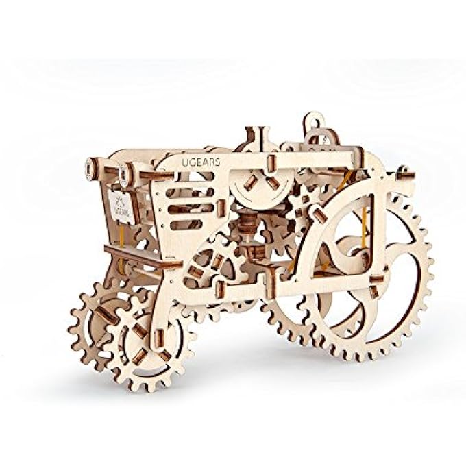MADE IN EUROPE, 3D WOODEN PUZZLE TRACTOR, MECHANICAL MODEL KIT WITH 97 PARTS, DIY SELF-ASSEMBLY VINTAGE FARM VEHICLE WOODCRAFT CONSTRUCTION TOY, PERFECT FOR GIFTING, NO GLUE NEEDED, UGR-70003 - Image 4